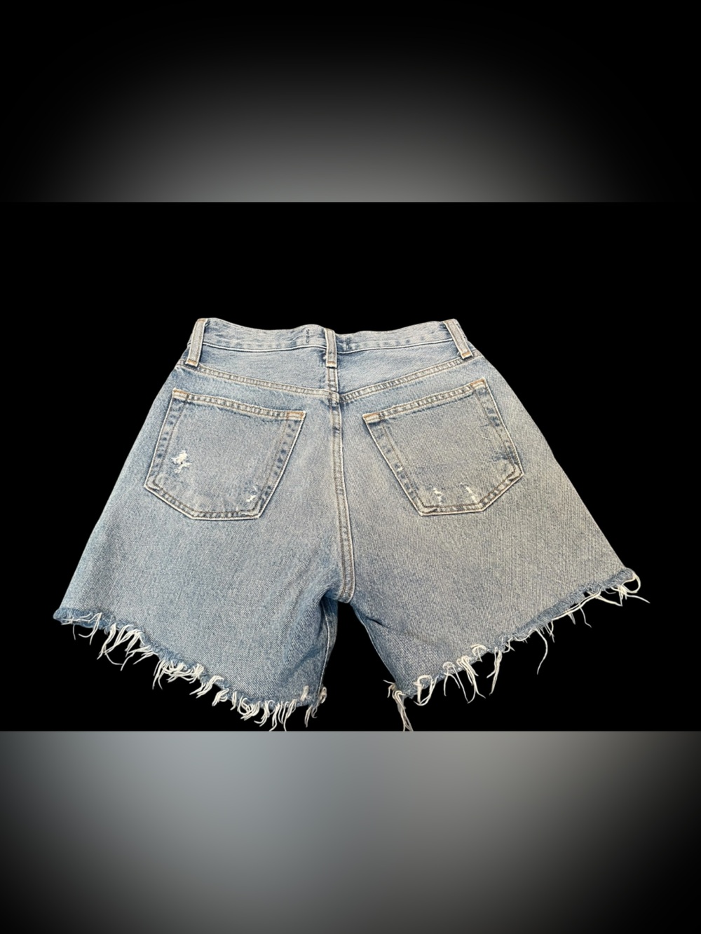 Agolde 24” Cut Off Distressed Frayed Denim Shorts - Picture 4 of 6